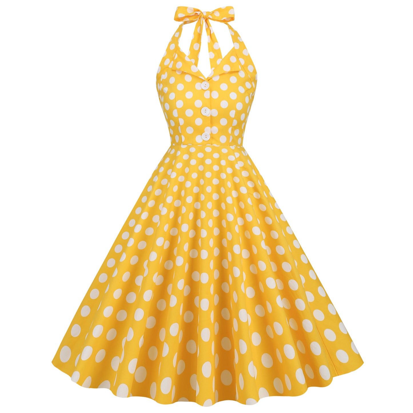 Women Vintage Halterneck Dress Retro Rockabilly 2023 Polka Dot Cocktail Party 1950s 40S Swing Dress Summer Dress Green Dress