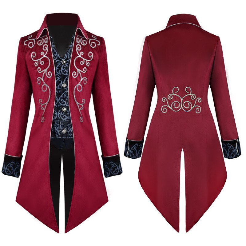 Men Medieval Steampunk Tailcoat Halloween Costumes Renaissance Pirate Vampire Gothic Jackets Vintage Warlock Frock Coat