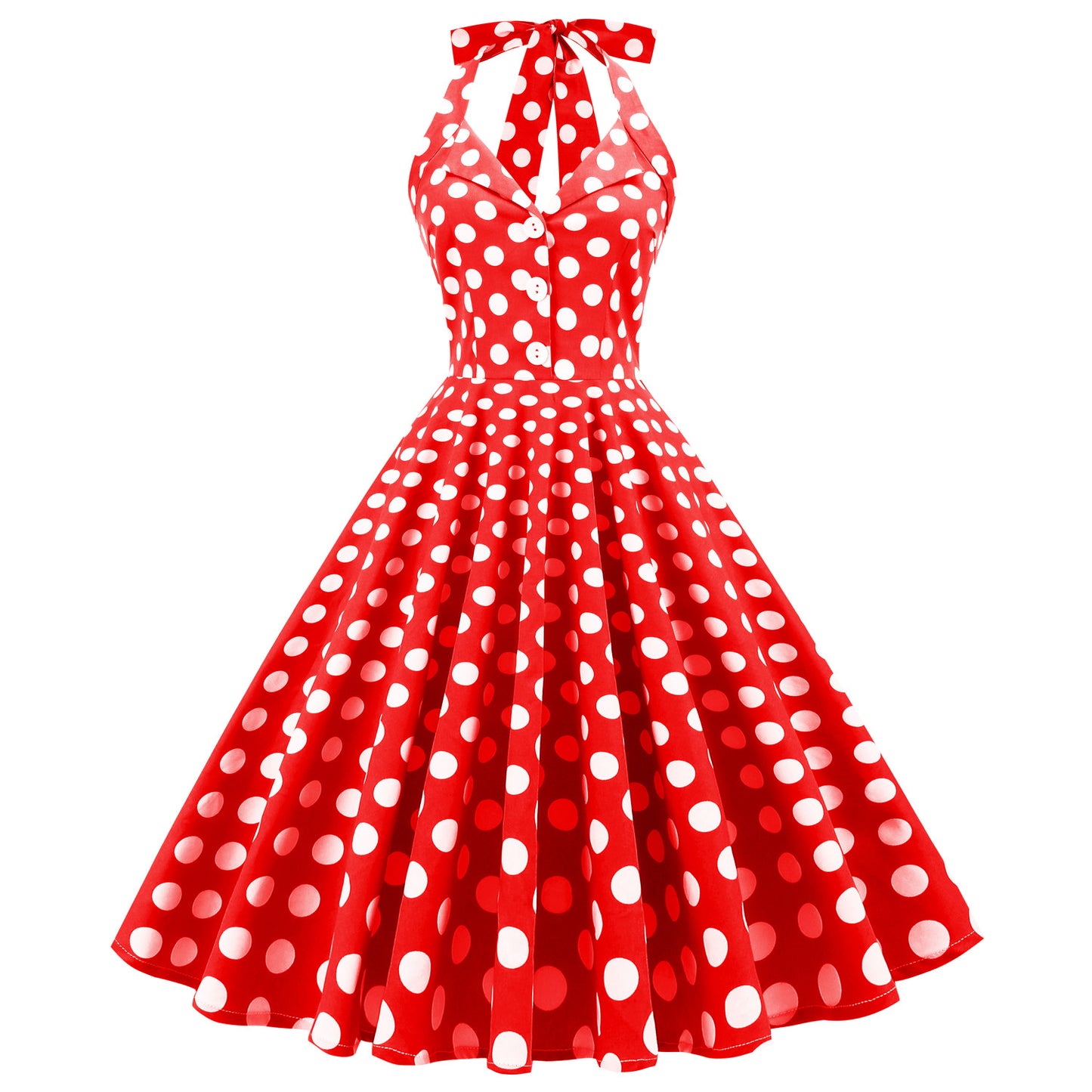 Women Vintage Halterneck Dress Retro Rockabilly 2023 Polka Dot Cocktail Party 1950s 40S Swing Dress Summer Dress Green Dress