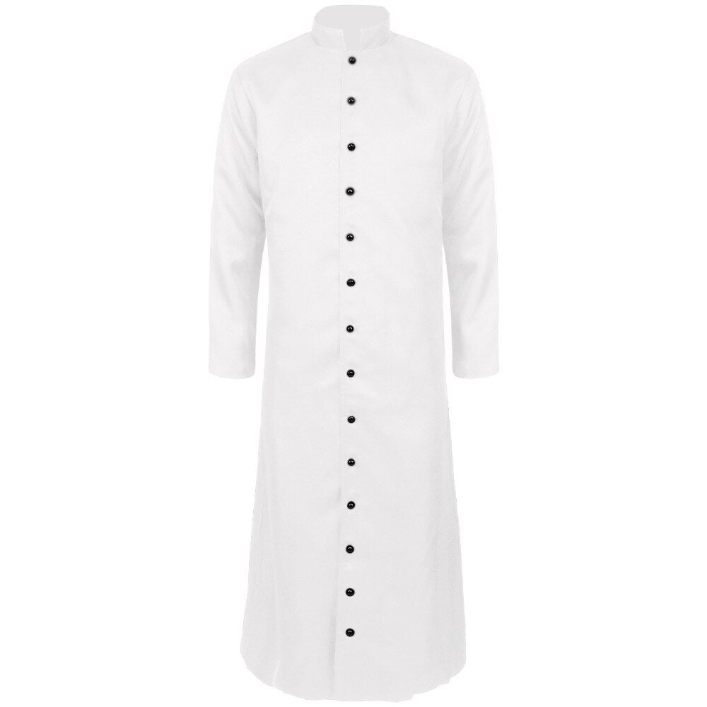 Men Medieval Monk Robe Priest Robe Halloween Cosplay Costume Cloak With Cross Long Sleeves