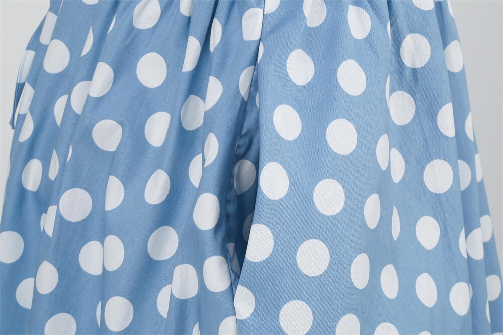 Women Vintage Halterneck Dress Retro Rockabilly Polka Dot Cocktail Party 1950s 40S Swing Dress Summer Dress Yellow Beach Dress