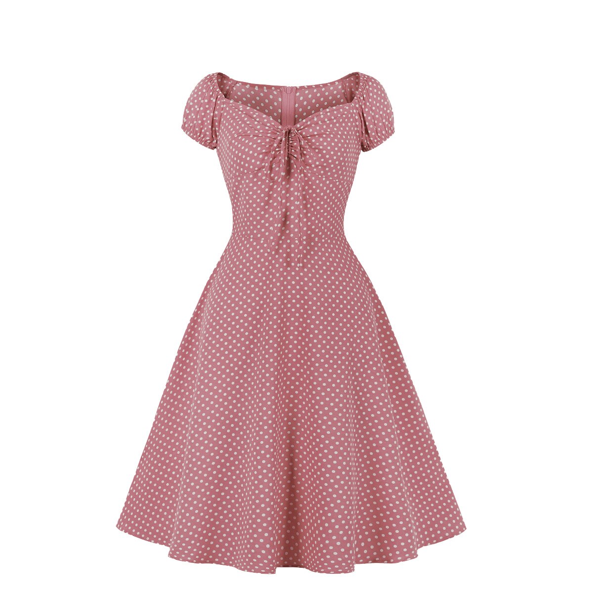 Women Vintage Polka Dot Dress Retro Rockabilly Square Collar Cocktail Party 1950s Swing Dress 2022 Summer Dress Short Sleeves