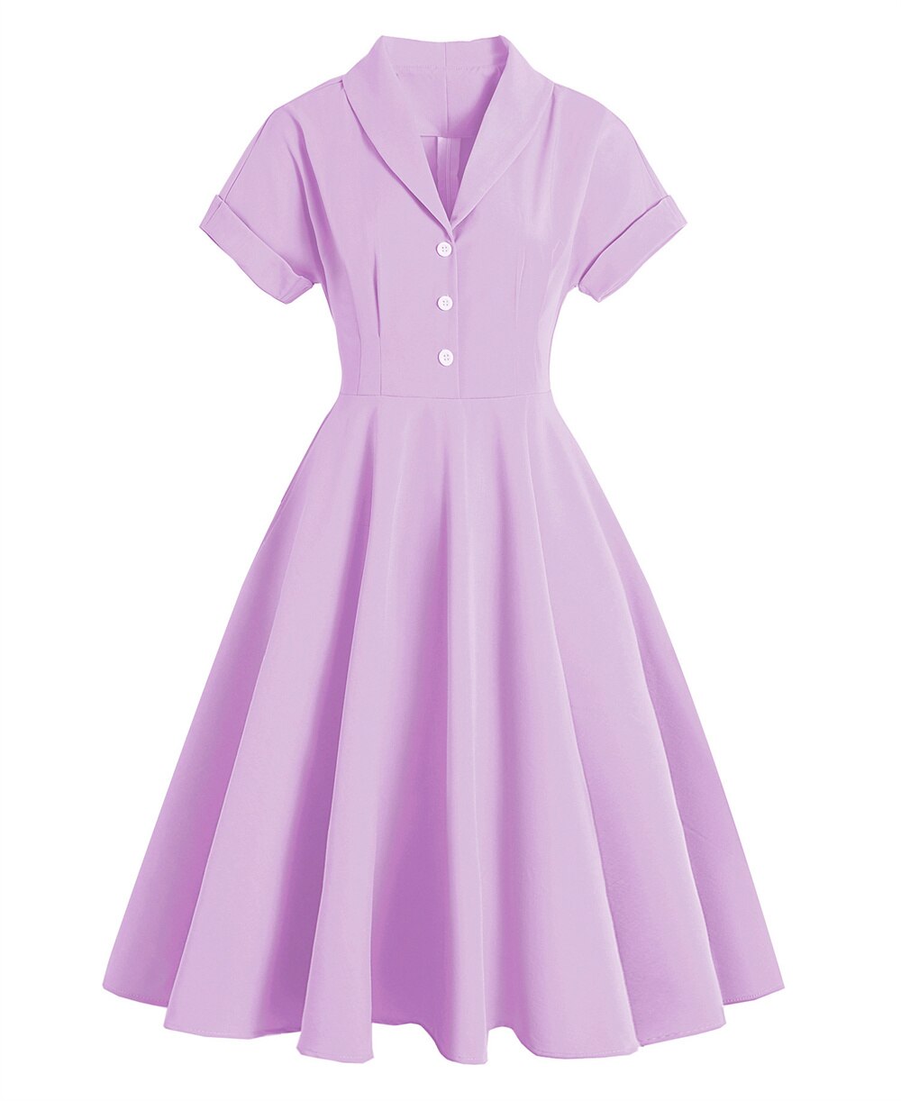 Women Vintage Pattern Printing Dress Retro Rockabilly 2023 V-Neck Cocktail Party 1950s Swing Dress Summer Dress Short Sleeves