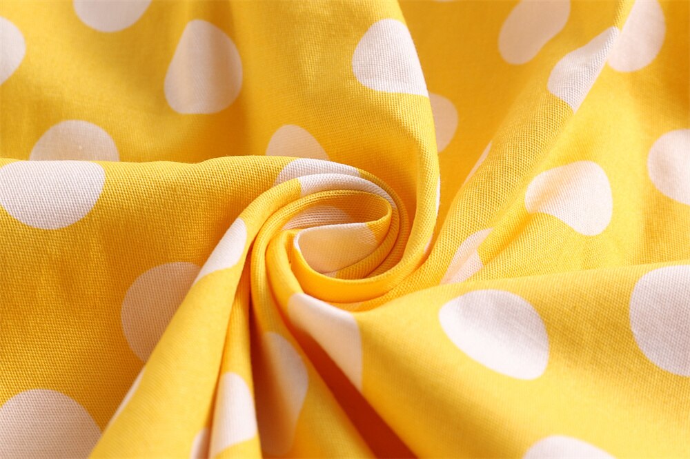 Women Vintage Halterneck Dress Retro Rockabilly Polka Dot Cocktail Party 1950s 40S Swing Dress Summer Dress Yellow Beach Dress